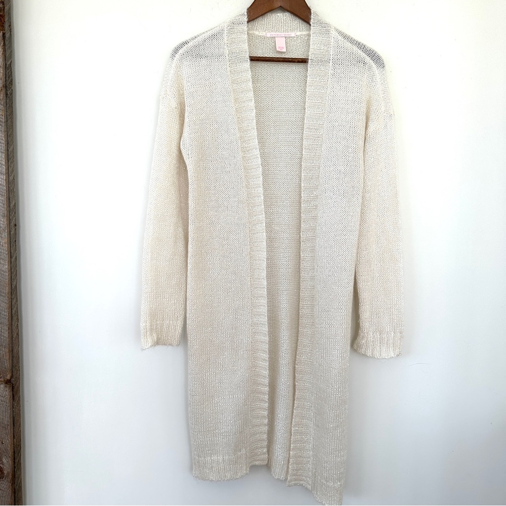 Victoria’s Secret Elegant Cream Open-Front Cardigan, soft acrylic & mohair blend